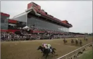  ?? MATT SLOCUM — ASSOCIATED PRESS FILE PHOTO ?? In a May 2017 photo, Cloud Computing (2), ridden by Javier Castellano, left, wins 142nd Preakness Stakes horse race at Pimlico race course as Classic Empire (5) with Julien Leparoux aboard, takes second, in Baltimore.