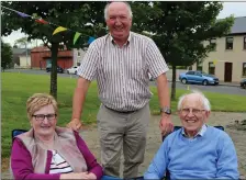  ??  ?? Eileen and Joe McAuliffe, Killarney with Denis Hickey, Knocknagre­e enjoying fine weather and great food at Street Feast.