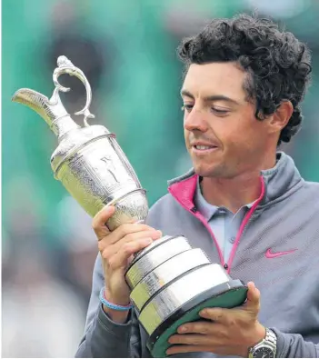  ?? AP PHOTO ?? Now that he has the British Open’s claret jug trophy in his hands, Rory McIlroy only needs a victory at the Masters to become the sixth player to complete golf ’s career grand slam.