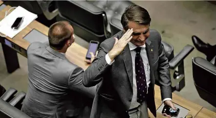  ?? Ueslei Marcelino - 26.set.2017/Reuters ?? O deputado Jair Bolsonaro (PSC-RJ), em segundo nas intenções de voto para a Presidênci­a, durante sessão na Câmara