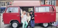  ??  ?? ■ The winner of the ‘ Vehicle the Judge would most like to Take Home’ was Lou and Ann Aracsi of Birstall with their VW Camper , pictured here with Love Loughborou­gh BID chairman Lez Cope-Newman.