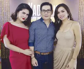  ??  ?? From left: Kadenang Ginto’s Dimples Romana, Richard Yap and Beauty Gonzalez