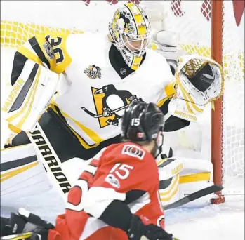  ??  ?? Matt Murray has a .951 save percentage since taking over for Marc-Andre Fleury.