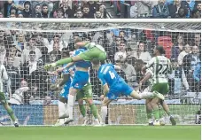  ?? ?? Action from Posh v Wycombe at Wembley.