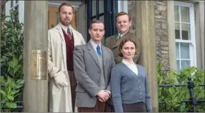  ?? Matt Squire / Associated Press ?? “All Creatures Great and Small” debuts Sunday on “Masterpiec­e” on PBS. The cast includes from left, Samuel West, Nicholas Ralph, Callum Woodhouse and Anna Madeley.