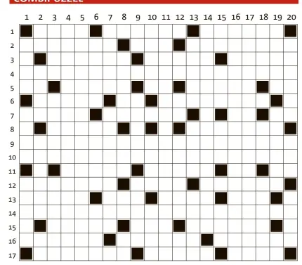  ??  ?? Deze puzzel is een combinatie van kruiswoord­raadsel, doorloper en cryptogram. De cryptische zinnen zijn vet gedrukt. Op de regels zonder zwarte vakjes moeten de woorden achter elkaar worden ingevuld net als bij een doorloper. Deze omschrijvi­ngen zijn cursief gedrukt.