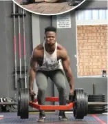  ?? ?? Mushe Rabada shows his strength in the farmer’s carry event.