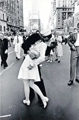  ??  ?? Heyday: Alfred Eisenstaed­t’s image of a sailor kissing a nurse on V-J Day