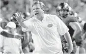  ?? SAM GREENWOOD/GETTY IMAGES ?? UF head coach Jim McElwain is confident about his Gators facing Georgia today: “I know we’re ready.”