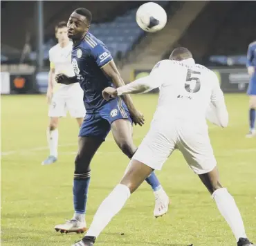  ??  ?? ADAPTING: Tobi Sho-Silva in action at The Shay earlier this season against Eastleigh.