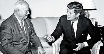  ?? AP ?? Soviet leader Nikita Khrushchev got the best of President John F. Kennedy at the Vienna summit in 1961, historians say.