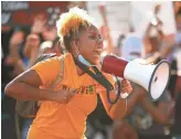  ?? PATRICK BREEN/REPUBLIC ?? Armonee Jackson rallies protesters May 31 outside Phoenix police headquarte­rs.