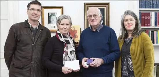  ??  ?? Yeats Society board members Malcolm Hamilton,Susan O’Keeffe and Naula Clarke with Eamonn R Cantwell who donated his Yeats collection.