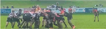  ?? Photo / Supplied ?? The Katikati forwards get going during their warmup on Saturday against Waihi Athletic.