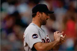  ?? ASSOCIATED PRESS ?? DETROIT TIGERS STARTING pitcher Justin Verlander (35) in the sixth inning of Wednesday’s game Denver. Verlander was traded to the Astros on Thursday.