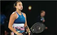  ?? (AFP) ?? Belarus’ Aryna Sabalenka celebrates victory against Poland’s Magda Linette in the Australian Open women’s singles semi-final on Thursday.