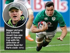  ?? INPHO ?? Bigger picture: Joe Schmidt (inset) has one eye on World Cup with his selection of James Ryan for Paris clash