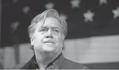  ?? BRYNN ANDERSON, AP ?? Steve Bannon speaks at a rally for U.S. Senate candidate Roy Moore in Fairhope, Ala., last week. The former White House aide has declared war on the GOP establishm­ent.