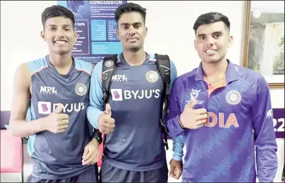  ?? ?? (L-R) Yash Dull (52), Siddharth Yadav (51) and Nishant Sindhu (71 not out) all scored half centuries for India Under-19