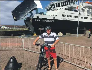  ?? ?? George Young with his bicycle en route to Arran.