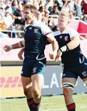  ?? ?? Crowd pleaser: US Eagles wing Blaine Scully scores against Argentina at World Cup 2019