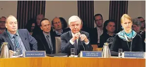  ??  ?? Ken MacQuarrie, Lord Hall and Donalda MacKinnon appear before the Culture Tourism Europe and External Relations Committee.