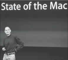  ??  ?? Apple CEO Steve Jobs speaks at an Apple event Oct. 20, 2010, at Apple headquarte­rs in Cupertino, Calif. Apple has become the world’s first company to be valued at US$1 trillion.