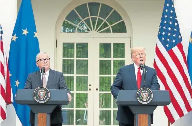  ?? ALEX BRANDON THE ASSOCIATED PRESS FILE PHOTO ?? In July, Jean-Claude Juncker, the president of the European Commission, struck a deal with U.S. President Donald Trump which called for talks on a broad agreement, while postponing tariffs on cars.