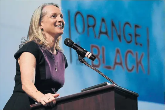  ?? BROOKE LAVALLEY
DISPATCH PHOTOS ?? Author Piper Kerman will not share spoilers from season three of Orange Is the New Black. She spoke in Westervill­e on Tuesday night.