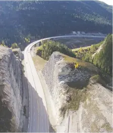  ?? SUPPLIED PHOTO ?? Constructi­on on the Transcanad­a Highway in Kicking Horse Canyon will see the major road closed starting Monday. Motorists will have to use Highways 93 and 95 as alternate routes through the area.