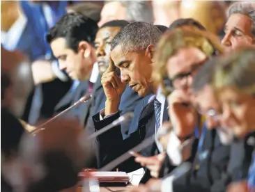  ?? ERIC FEFERBERG/ASSOCIATED PRESS ?? President Barack Obama attends a session at the United Nations Climate Change Conference in Le Bourget, outside Paris.