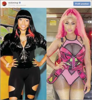  ?? INSTAGRAM/NICKI MINAJ ?? Die 10-Year-challenge ist derzeit in sozialen Medien äusserst beliebt.