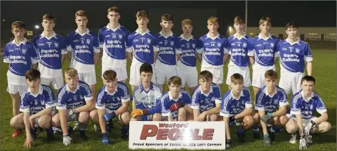  ??  ?? The Ballyhogue squad before their defeat to Sarsfields in the Wexford People Minor football Roinn 1 championsh­ip final.