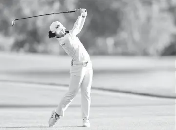  ??  ?? Third round leader Ko Jin-young, of South Korea, hits out of the 18th fairway at the ANA Inspiratio­n, the first major championsh­ip of the LPGA Tour season. - AFP photo