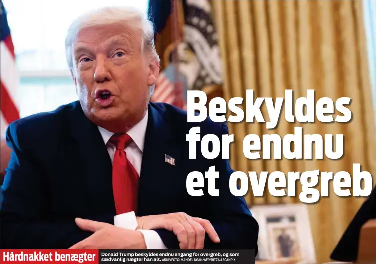  ?? ARKIVFOTO: MANDEL NGAN/AFP/ RITZAU SCANPIX ?? Hårdnakket benægter
Donald Trump beskyldes endnu engang for overgreb, og som sædvanlig nægter han alt.