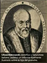  ??  ?? Ulisse Aldrovandi, científico y naturalist­a italiano, publicó un informe ricamente ilustrado sobre la hija del guanche.