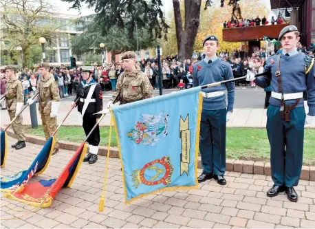  ?? ?? Flagbearer­s at the Remembranc­e Sunday service. Ref:135045-75