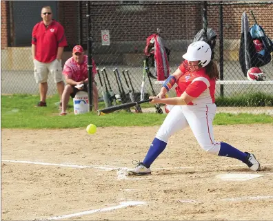  ?? File photo by Ernest A. Brown ?? Mount St. Charles junior Marissa Tessier had two hits, drove in three runs and scored a run, but fielding mistakes doomed the Mounties in an 11-4 Division I home game against North Kingstown Tuesday afternoon.