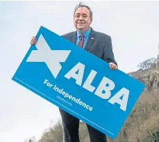  ??  ?? Alex Salmond is standing for election to the Scottish Parliament in the North East regional ballot on May 6.