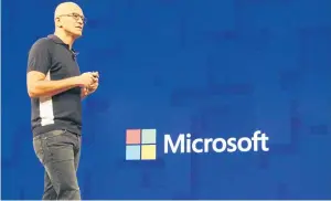  ??  ?? Satya Nadella, CEO of Microsoft Corp, opens the US technology titan’s annual Build Conference in Seattle on Wednesday with a focus on a future rich with artificial intelligen­ce that follows people from device to device.