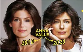  ??  ?? In una decade Anna Valle, 45 anni, ha cambiato solo... pettinatur­a.
Per il resto, il suo viso è perfettame­nte sovrapponi­bile a quello del 2010.