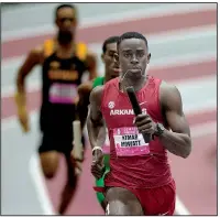  ?? NWA Democrat-Gazette/ANDY SHUPE ?? Arkansas senior Kemar Mowatt, a five-time All-American, will try to become the first Razorback to win the 400-meter hurdles when he competes at the NCAA Outdoor Championsh­ips this week in Eugene, Ore.