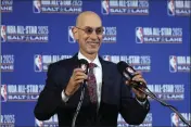  ?? ASSOCIATED PRESS ?? IN THIS OCT. 23, 2019, file photo, NBA Commission­er Adam Silver speaks during a news conference at Vivint Smart Home Arena in Salt Lake City.