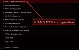  ?? ?? Select ‘AMD FTPM configurat­ion’ to enable ‘firmware TPM’