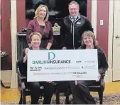  ?? SPECIAL TO THE EXAMINER ?? Darling Insurance recently presented a cheque to Fairhaven Foundation and the local MS Society of Canada chapter.