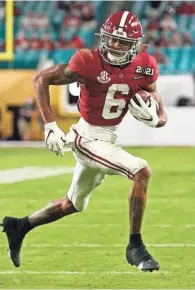  ?? AP ?? Alabama wide receiver DeVonta Smith will appear in person at the NFL draft in Cleveland.