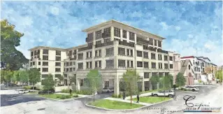  ?? AG ARCHITECTU­RE ?? St. Rita Catholic Church would be replaced by a new six-story senior apartment building, and new church, under a proposal pending before city officials.