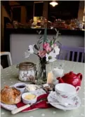  ??  ?? Ready to tuck in? Scones and tea at the Vintage Rose Tea Room, Storringto­n.