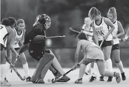  ?? TRENT SPRAGUE/STAFF ?? First Colonial’s Finley Payne scores one of her six goals during a 13-0 victory over Maury on Tuesday at the Regional Training Center in Virginia Beach. She has 50 goals this season.