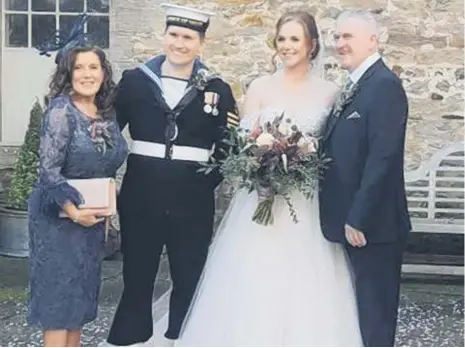  ??  ?? Mark and Emily Turnbull (nee Cooke) with his parents Margaret and Dennis Turnbull.